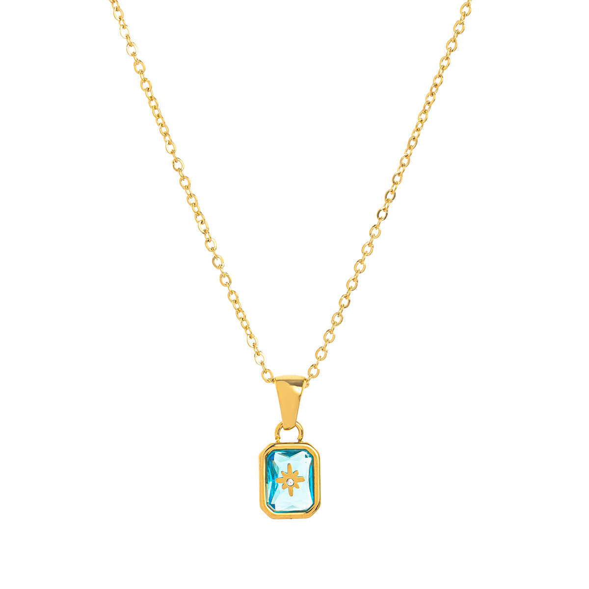 Titanium Steel Birthstones Necklace Pendant