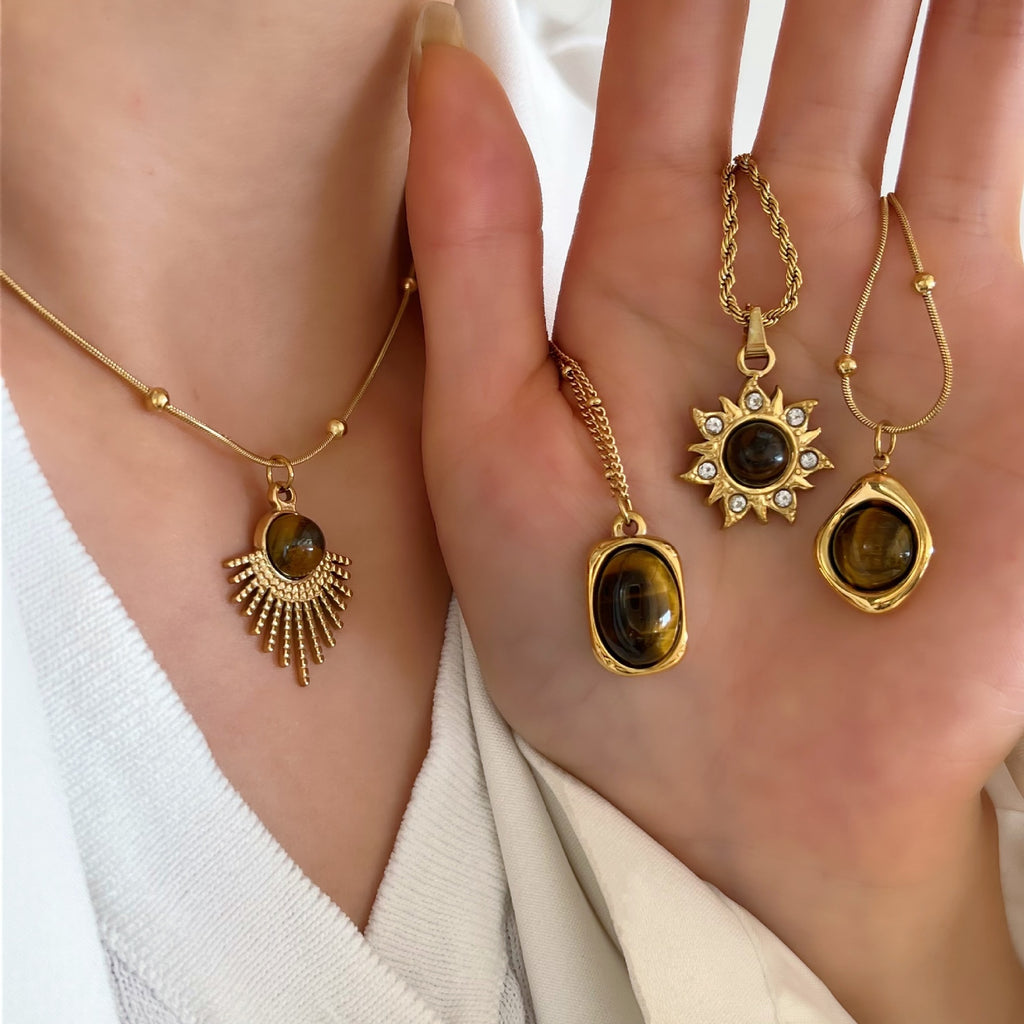 The Amber Soul – Tigereye & Titanium Statement Necklace