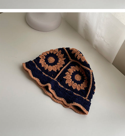 Coco Twoce Artisanal Bloom: Handmade Crochet Dual-Tone Bucket Hat