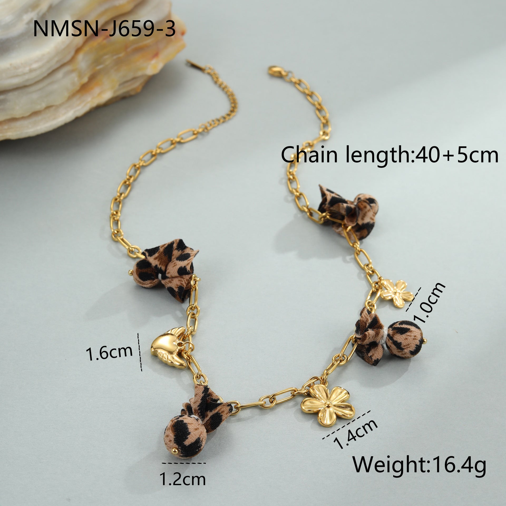 Wild Romance: 18K Gold Plated Leopard & Floral Heart Medallion