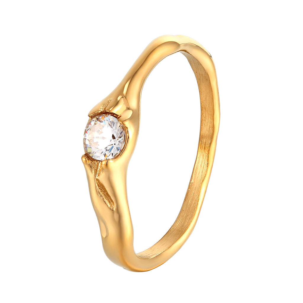 Women’s Geometric Dual-Style Gold Titanium Ring