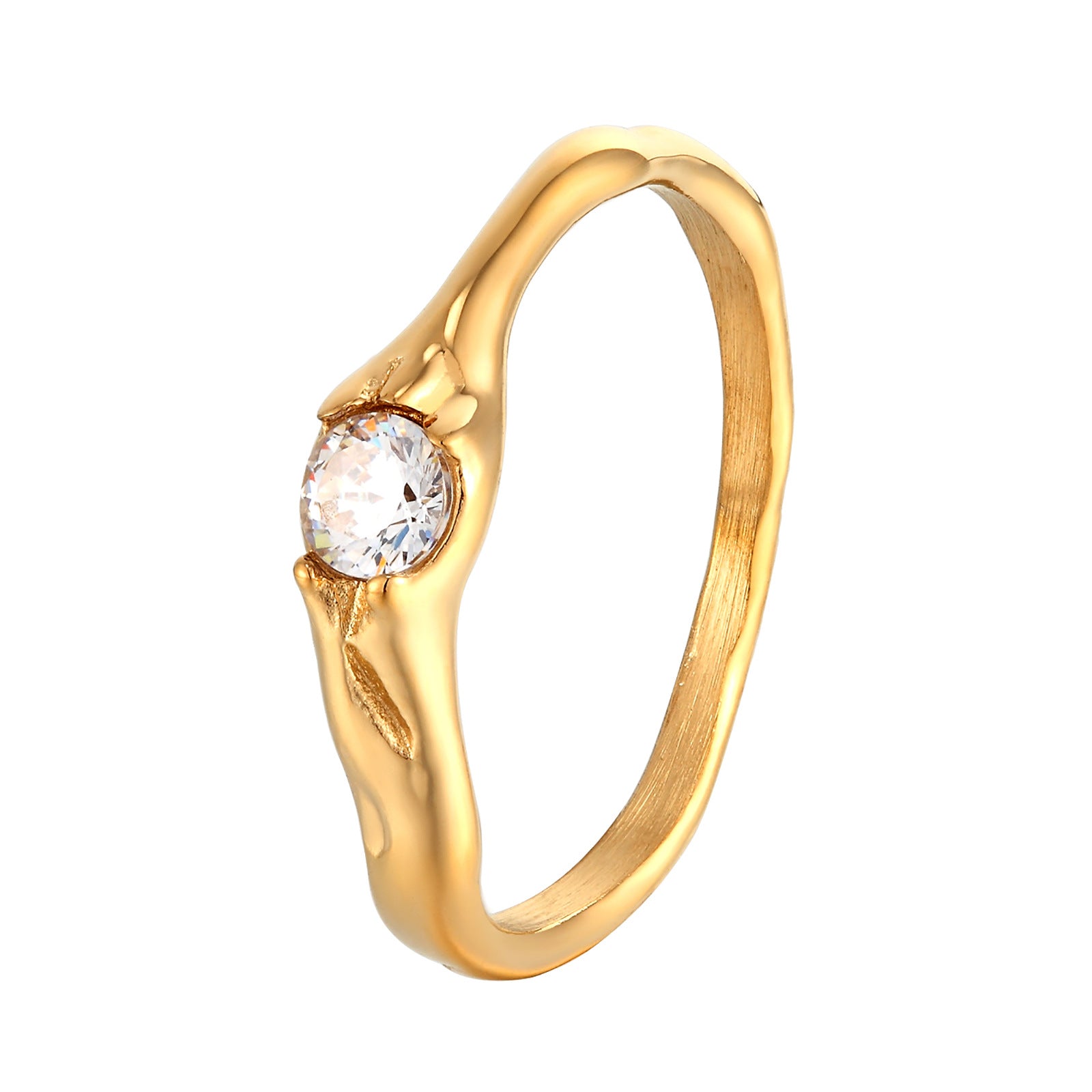 Women’s Geometric Dual-Style Gold Titanium Ring