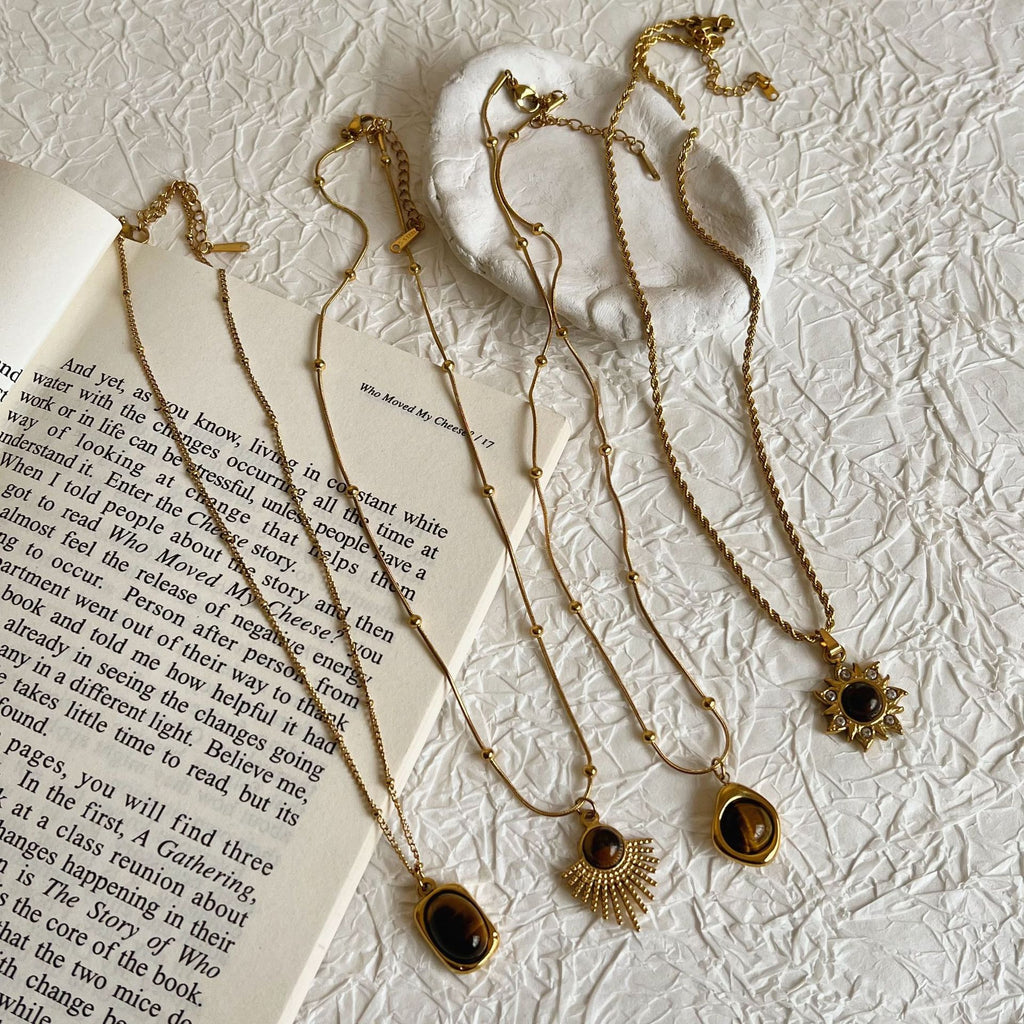 The Amber Soul – Tigereye & Titanium Statement Necklace