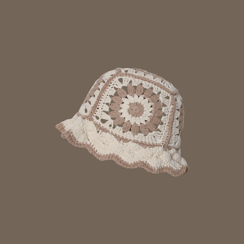 Coco Twoce Artisanal Bloom: Handmade Crochet Dual-Tone Bucket Hat