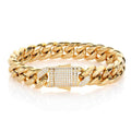 18K Gold Titanium Valor: Heavy Link Stone-Inlaid Bracelet