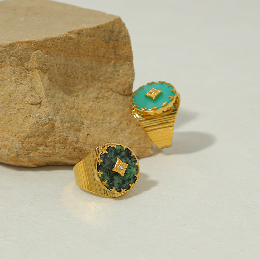 Retro Geometric Adjustable Titanium Ring