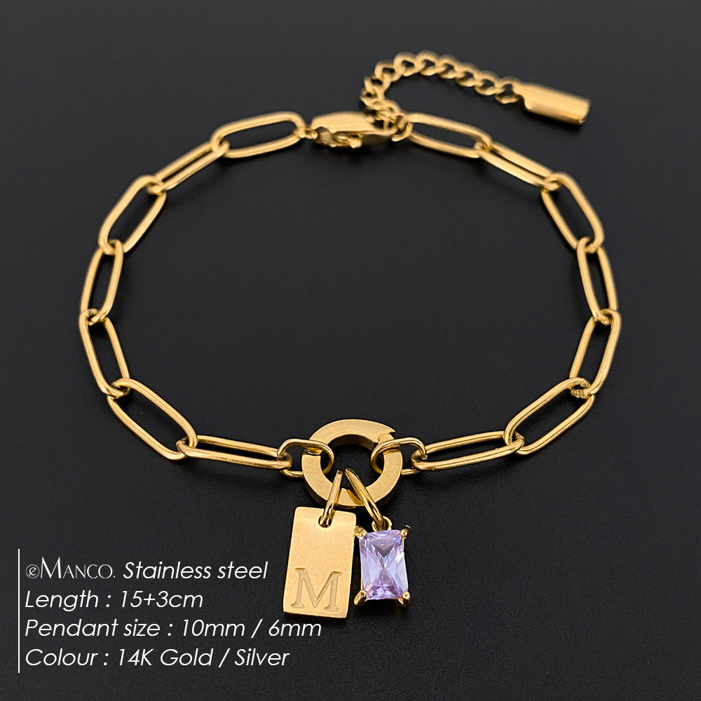 316L Stainless Steel Initial Letter Bracelet