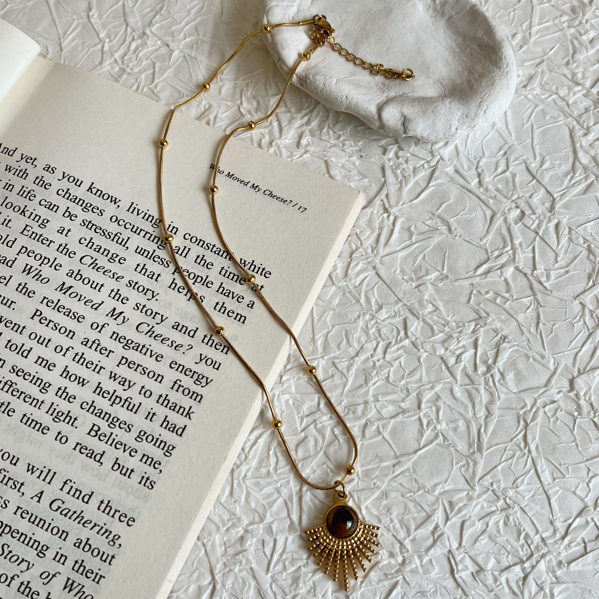 The Amber Soul – Tigereye & Titanium Statement Necklace