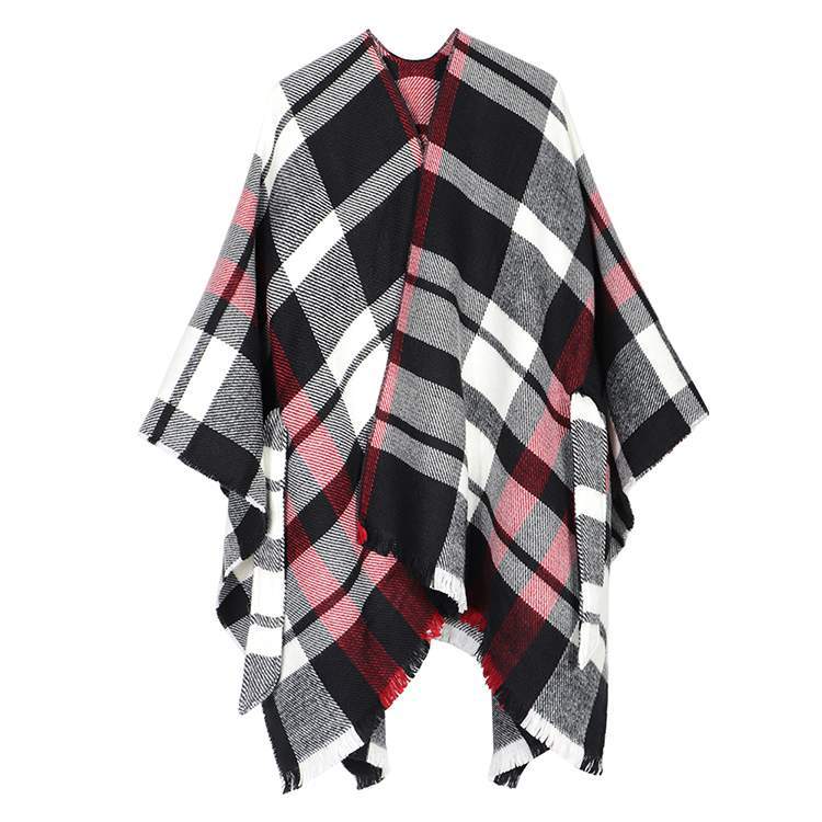 Coco Twoce Urban Nomad: Contrast Stitching Belted Cashmere-Touch Cape