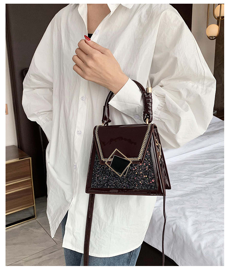 The Stellar: Sequin Patent Trapezoid Crossbody