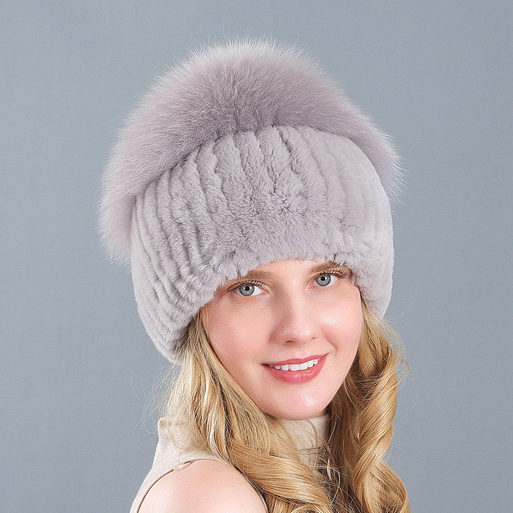 Velvet Frost: The Artisan Fur-Trimmed Knit Beanie