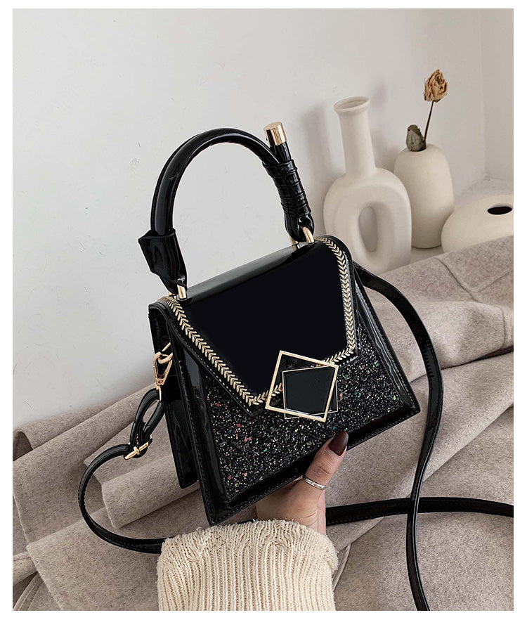 The Stellar: Sequin Patent Trapezoid Crossbody