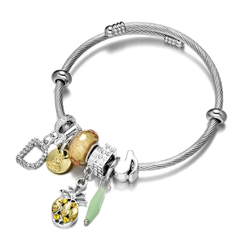 The Pineapple Spectrum: Colorful Zircon Titanium Bracelet