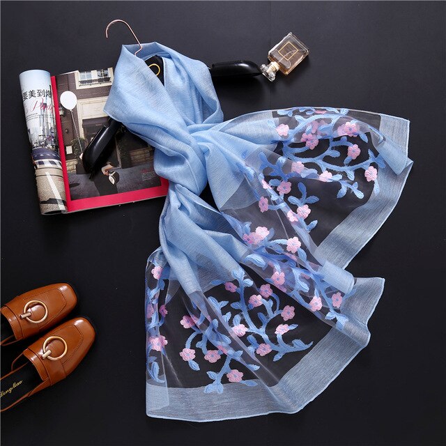 Coco Twoce Artisan Grace: Hand-Drawn Silk-Wool Blend Embroidered Shawl
