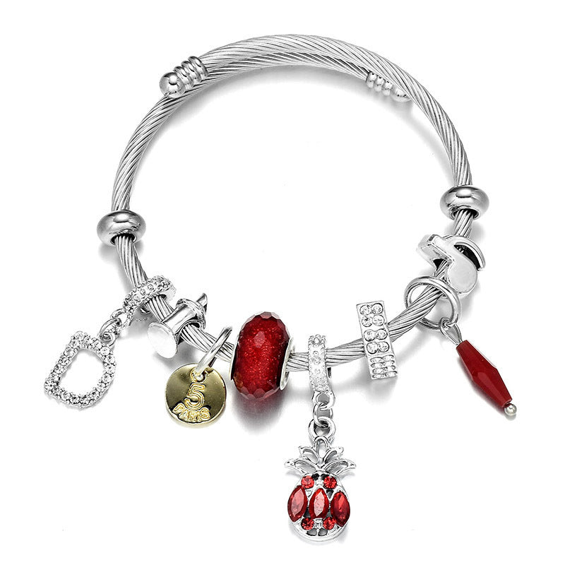 The Pineapple Spectrum: Colorful Zircon Titanium Bracelet