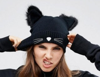 Feline Charm: The Woolen Cat-Ear Winter Beanie