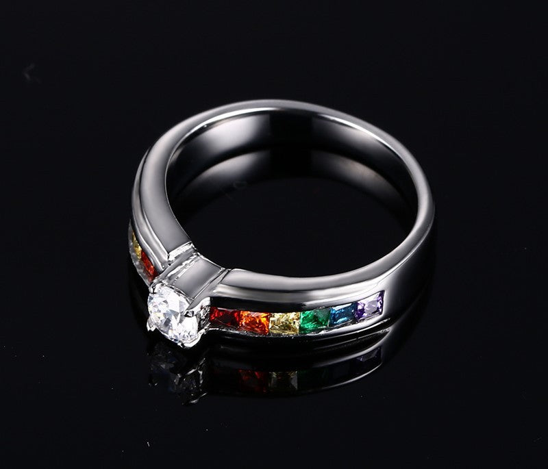 Radiant Brilliance: Diamond-Cut Crystal Titanium Ring
