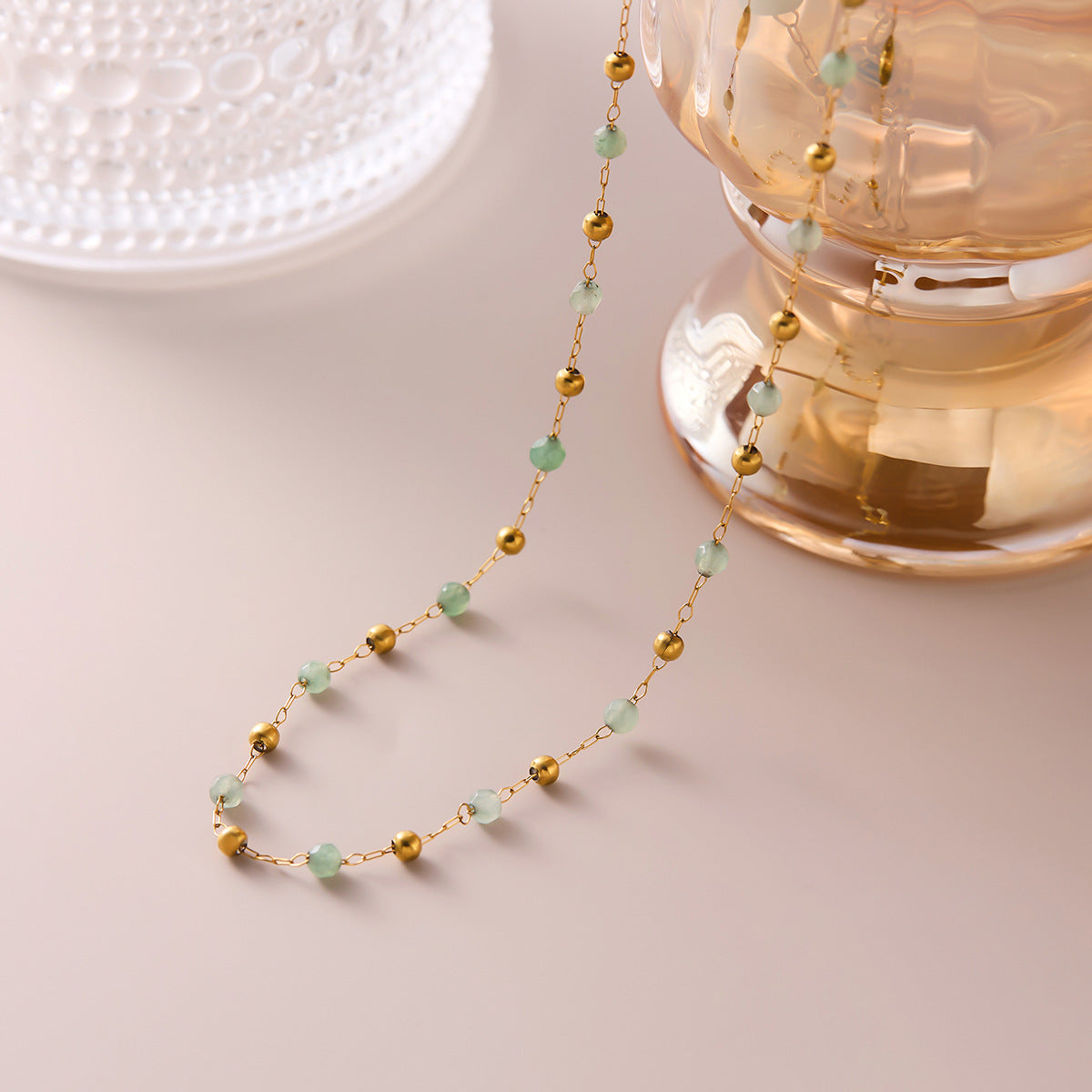 The Emerald Serenity – Handmade Natural Jade & Titanium Necklace