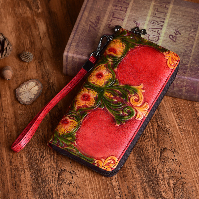 The Curator: Vintage Floral Embossed Leather Clutch