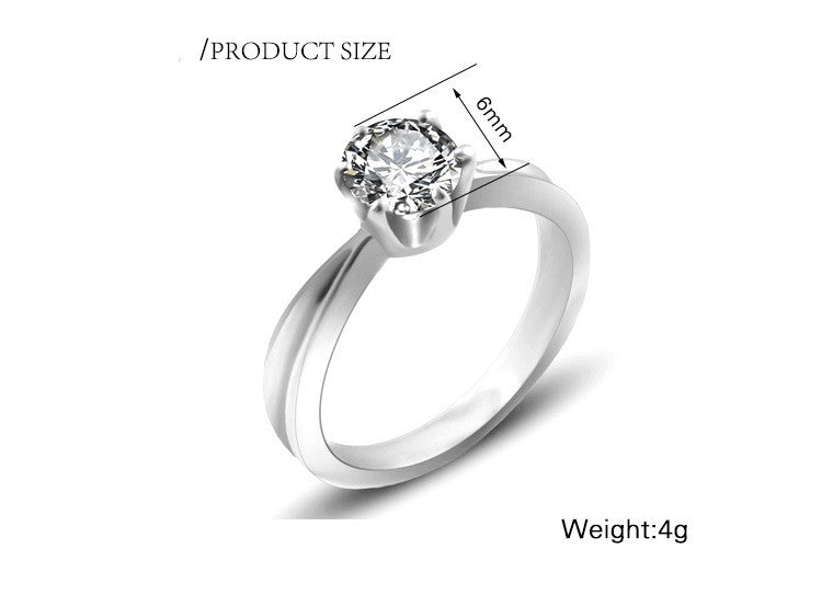 Eternal Solitaire: Brilliant-Cut Titanium Statement Ring