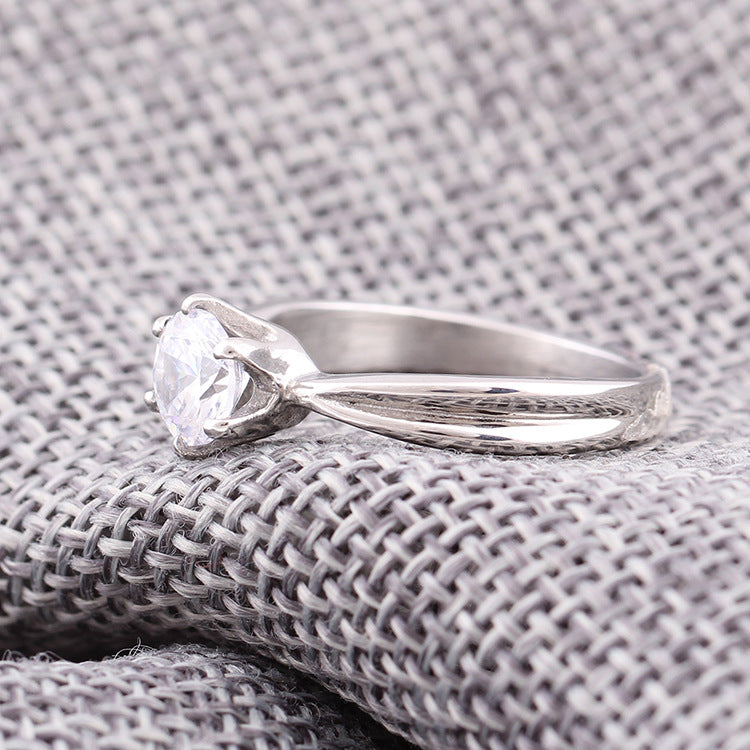 Eternal Solitaire: Brilliant-Cut Titanium Statement Ring