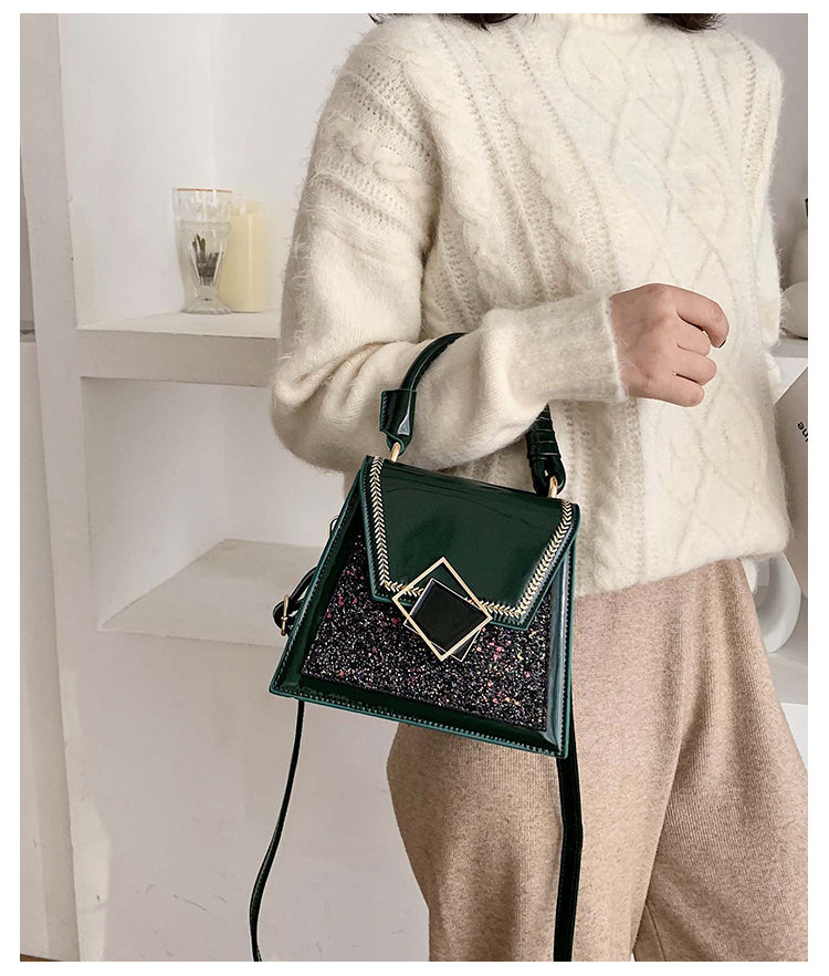 The Stellar: Sequin Patent Trapezoid Crossbody