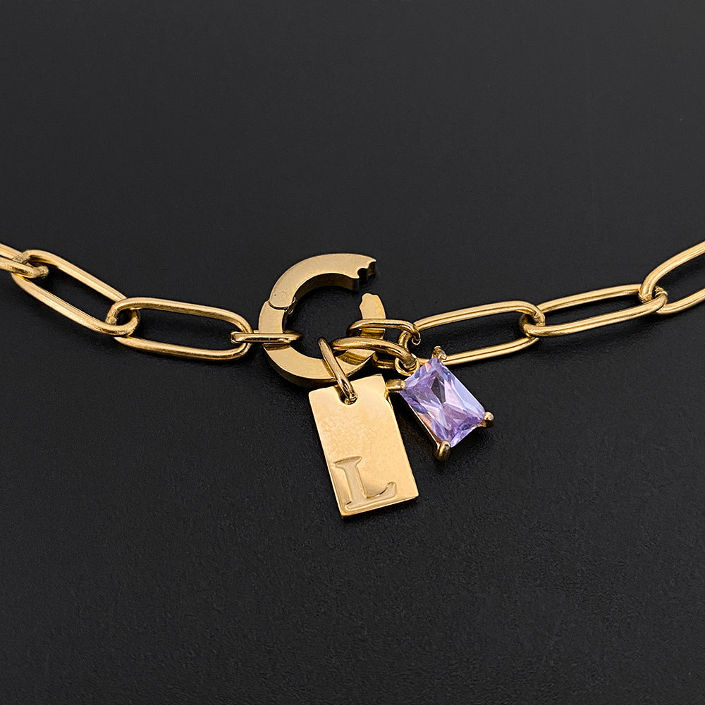 316L Stainless Steel Initial Letter Bracelet