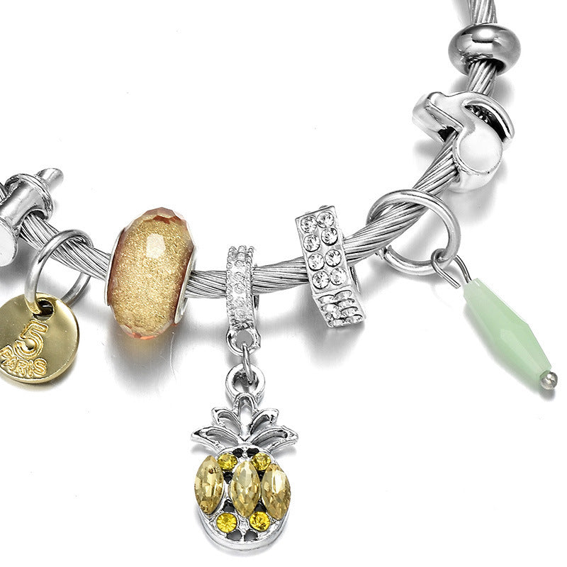 The Pineapple Spectrum: Colorful Zircon Titanium Bracelet