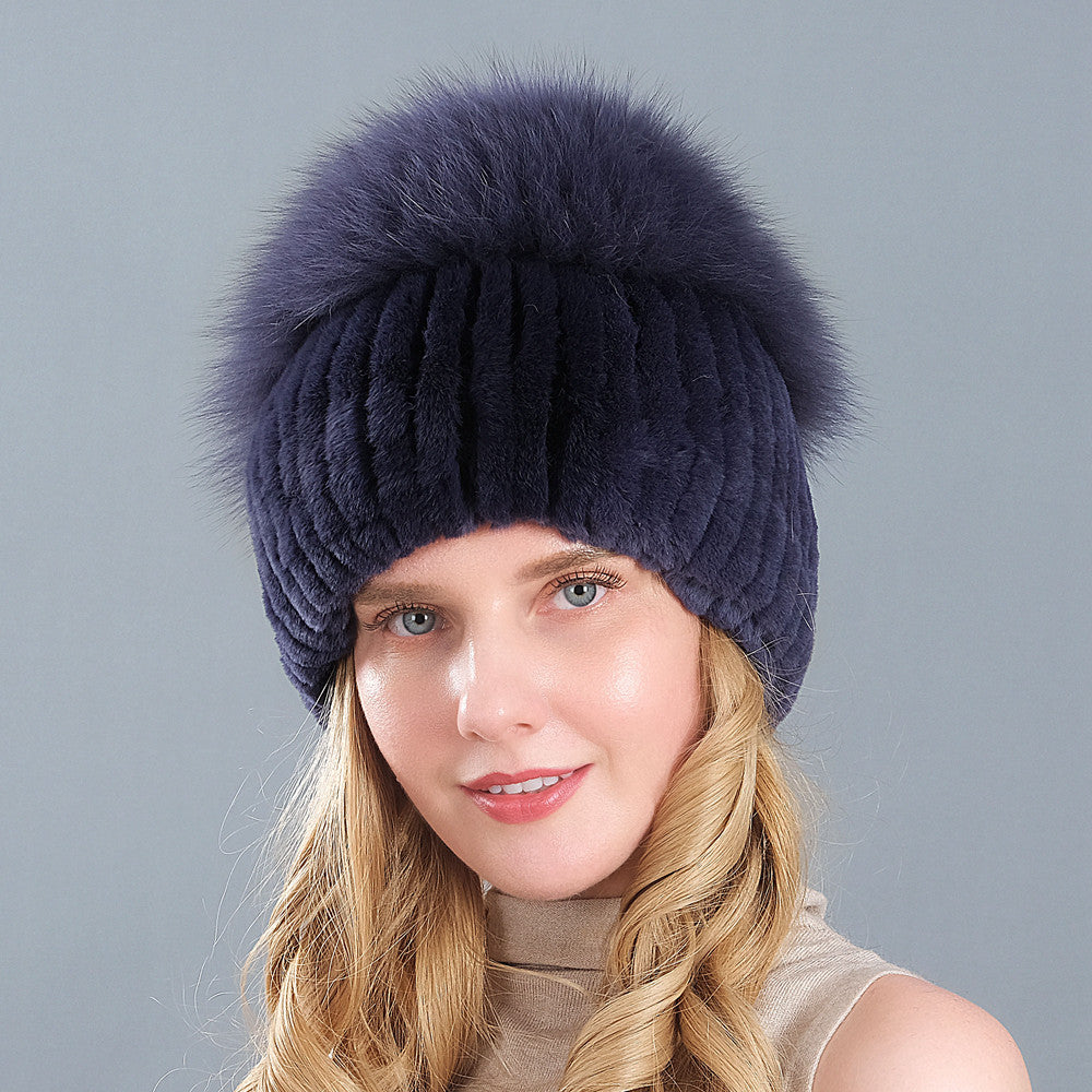 Velvet Frost: The Artisan Fur-Trimmed Knit Beanie