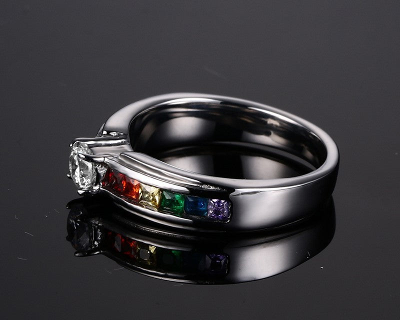 Radiant Brilliance: Diamond-Cut Crystal Titanium Ring