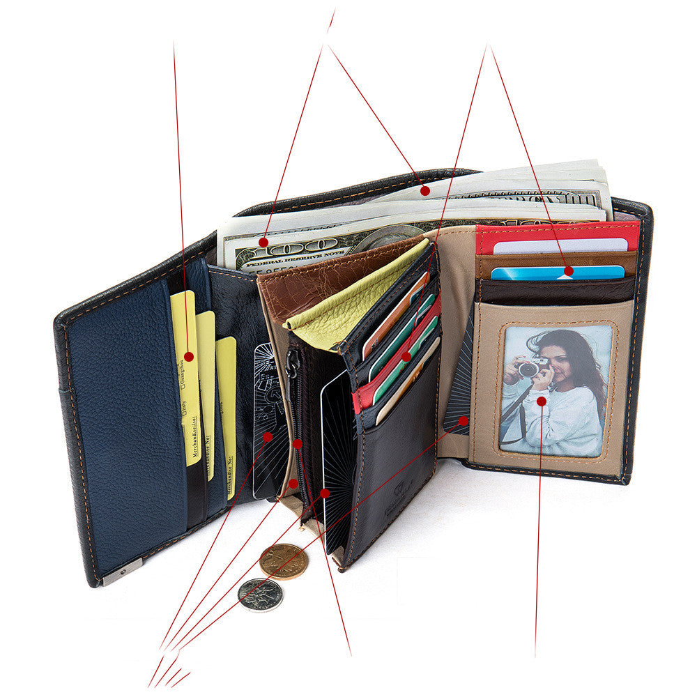 The Muse: Geometric Contrast Leather Long Wallet