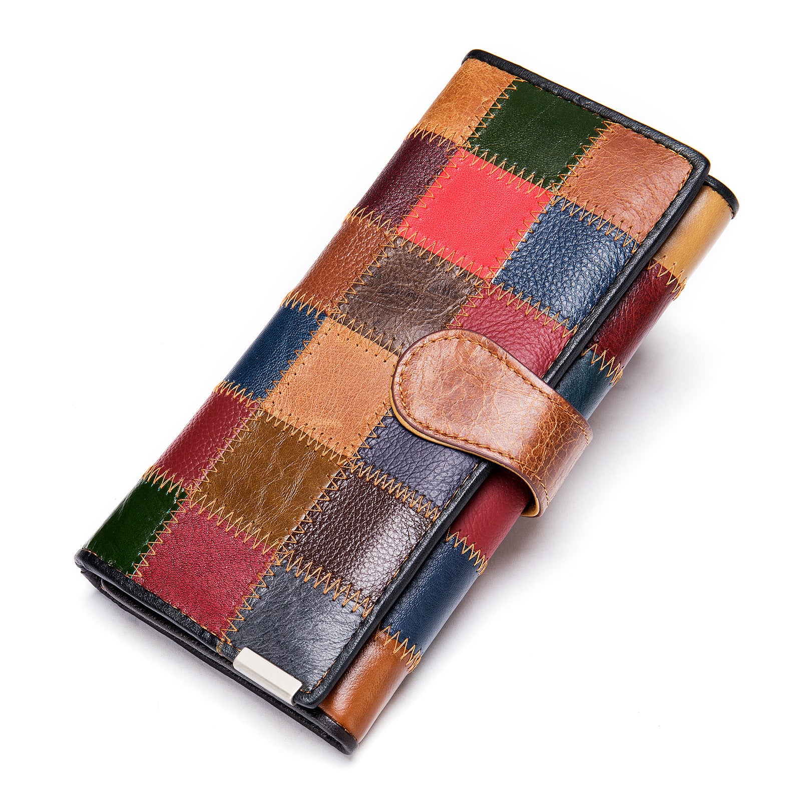 The Muse: Geometric Contrast Leather Long Wallet