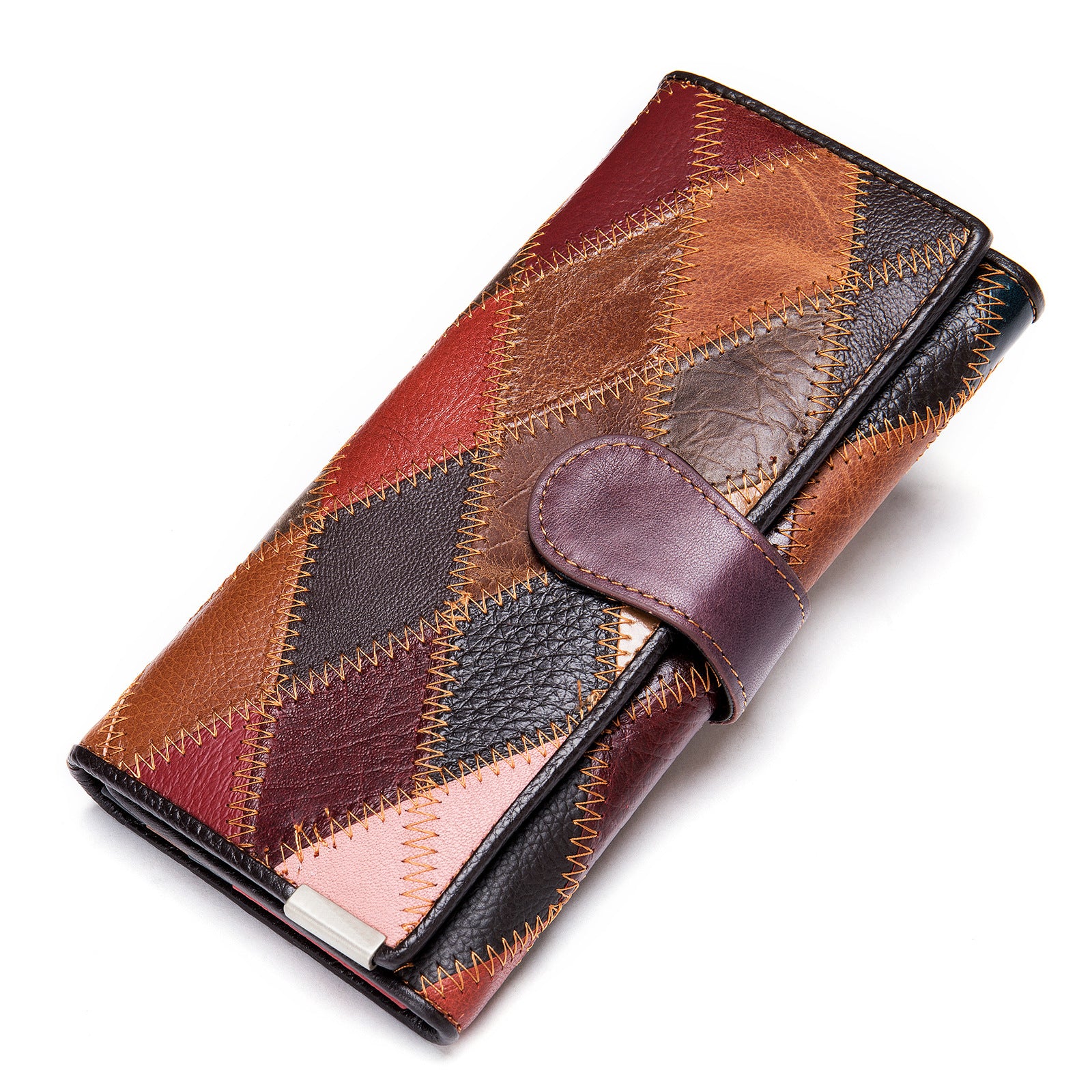 The Muse: Geometric Contrast Leather Long Wallet