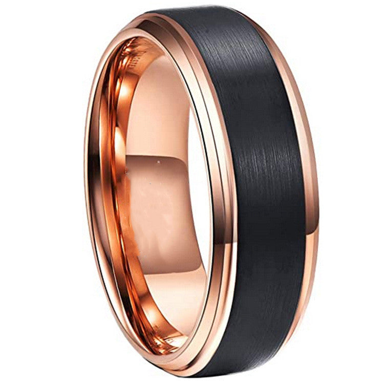 Linear Two-Tone Tungsten Ring