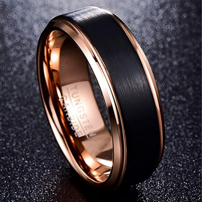 Linear Two-Tone Tungsten Ring