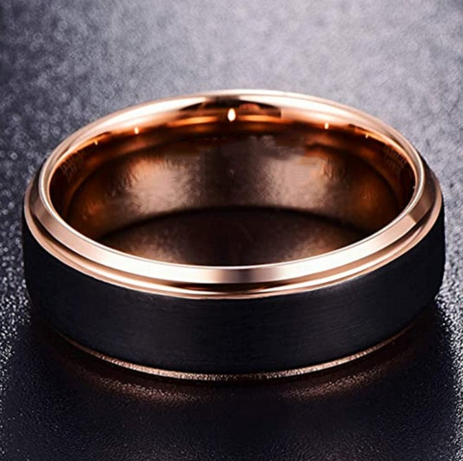Linear Two-Tone Tungsten Ring