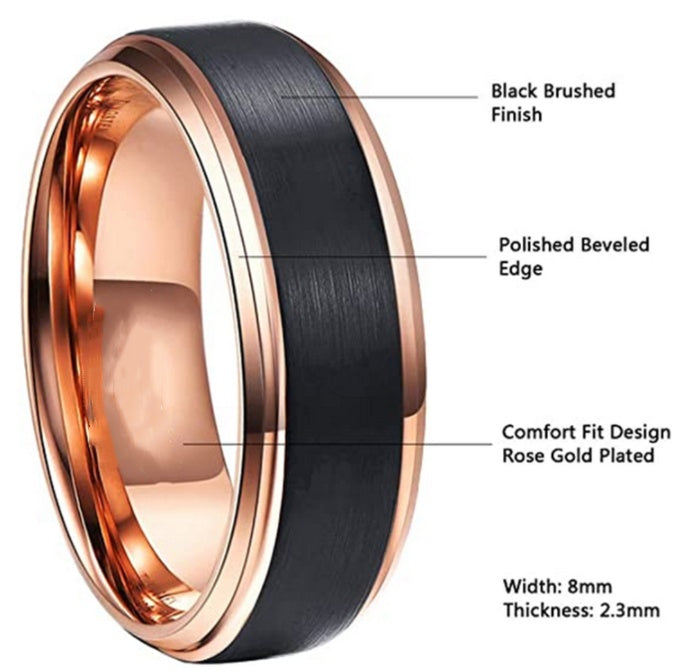 Linear Two-Tone Tungsten Ring