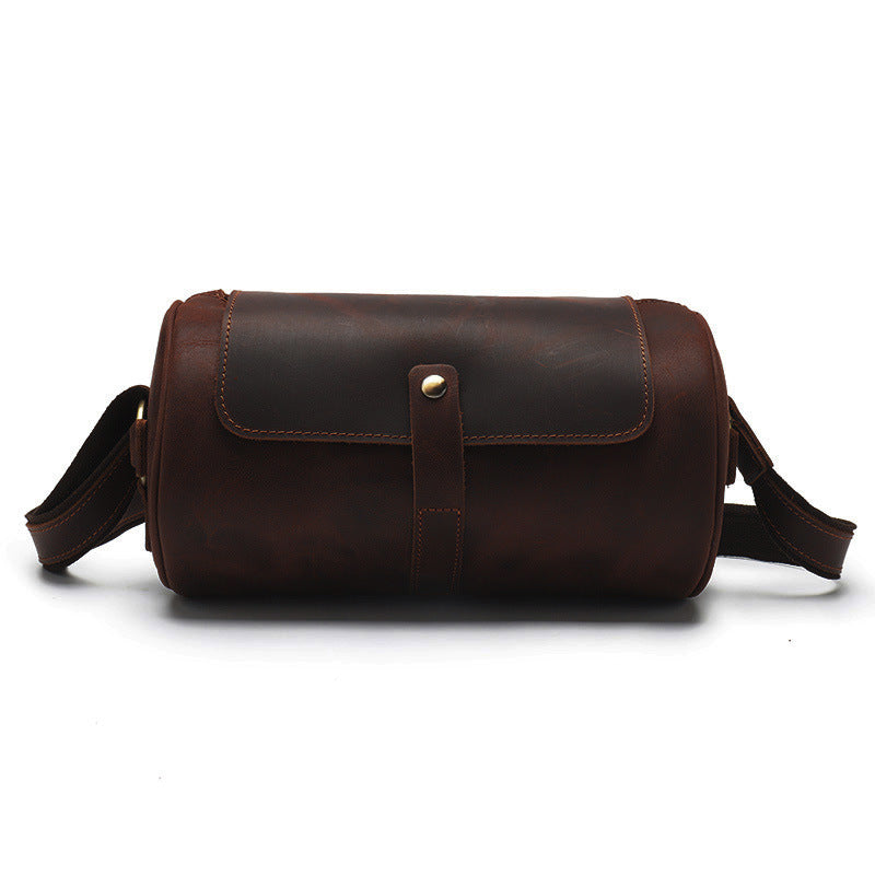 The Barrel: Premium Crazy Horse Leather Cylinder Bag