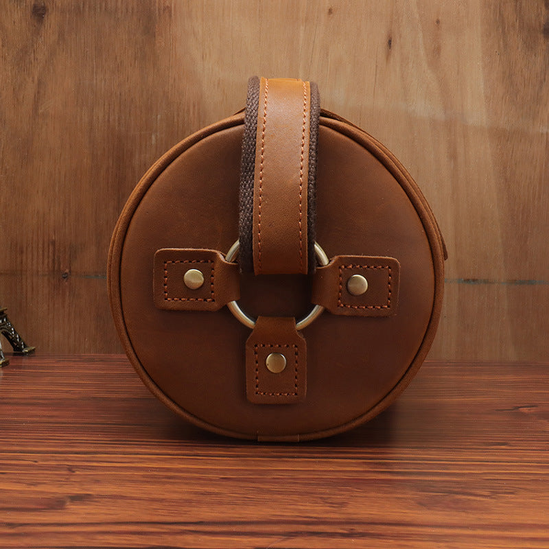 The Barrel: Premium Crazy Horse Leather Cylinder Bag