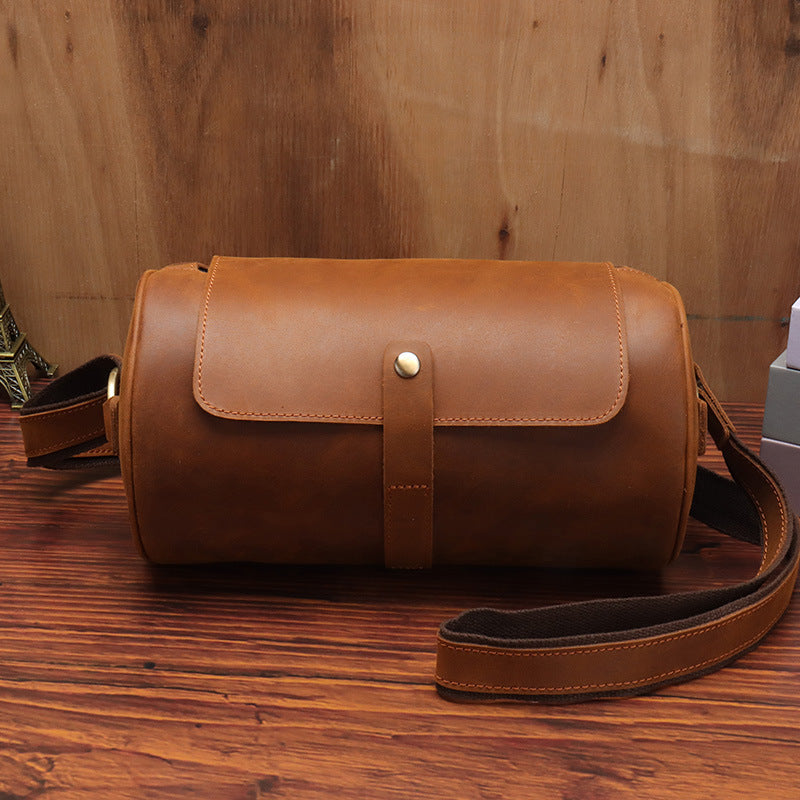 The Barrel: Premium Crazy Horse Leather Cylinder Bag
