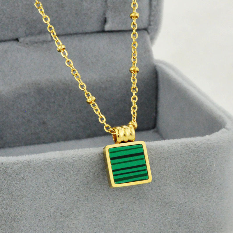The Verdant Geometry: Malachite Titanium Necklace