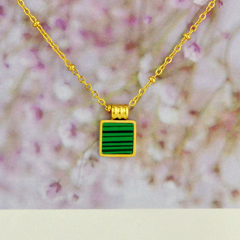 The Verdant Geometry: Malachite Titanium Necklace