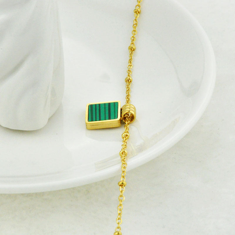 The Verdant Geometry: Malachite Titanium Necklace