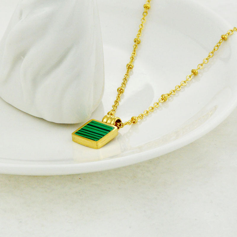 The Verdant Geometry: Malachite Titanium Necklace