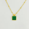 The Verdant Geometry: Malachite Titanium Necklace