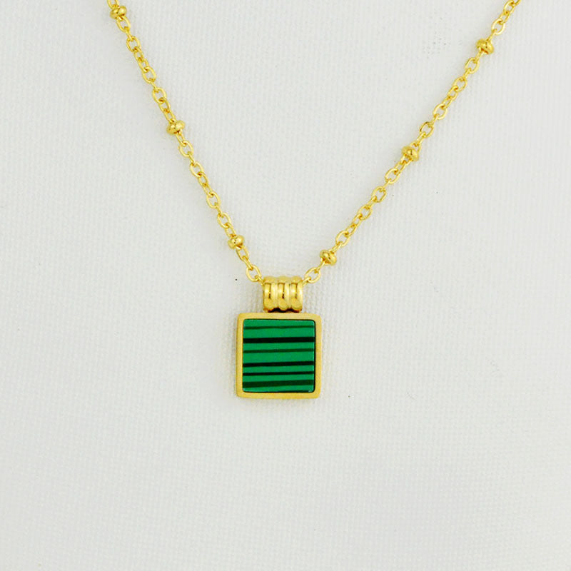The Verdant Geometry: Malachite Titanium Necklace