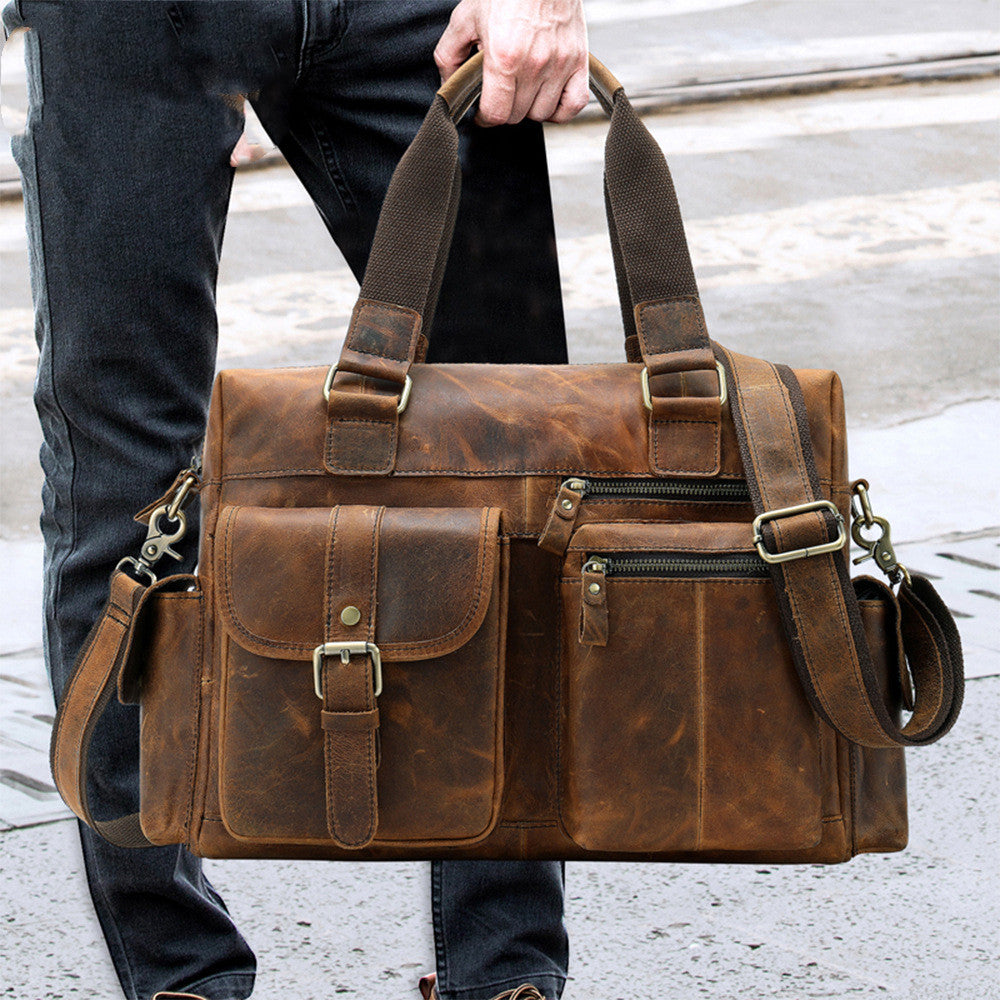 The Voyager: Retro Top-Grain Leather Duffel