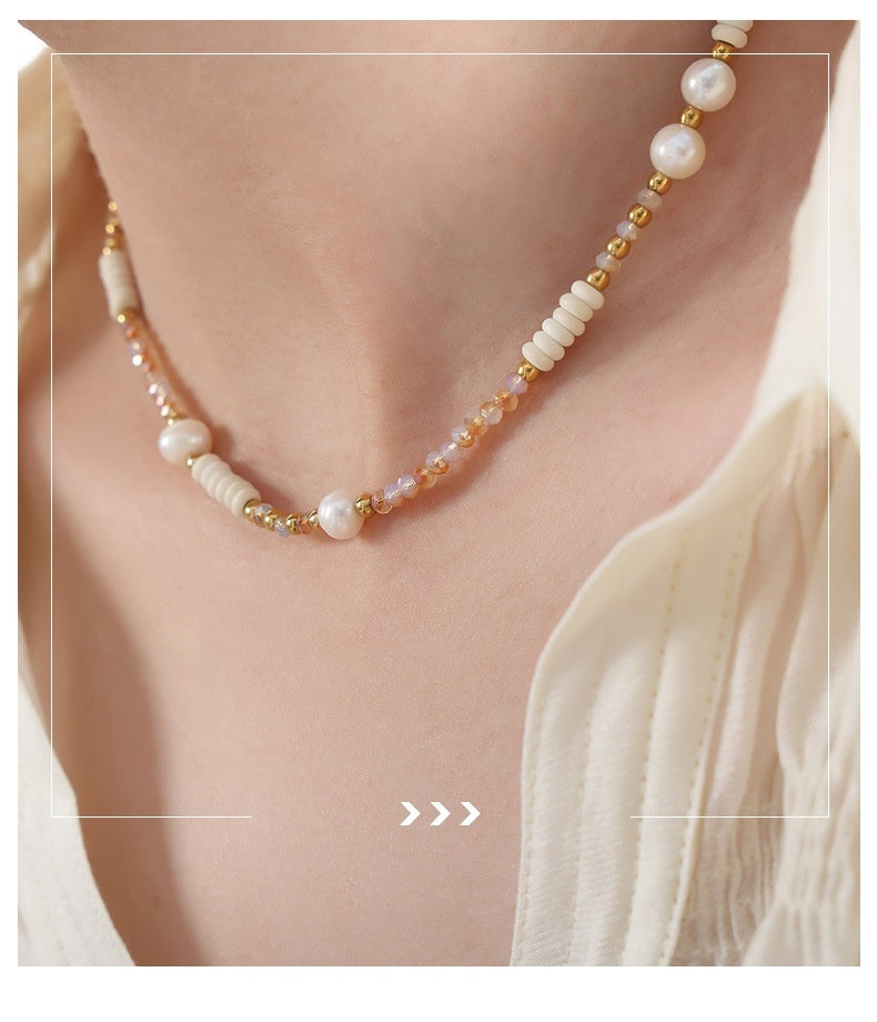 Serene Pearl & Stone Titanium Necklace