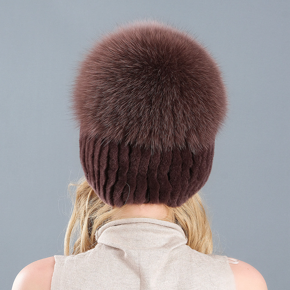 Velvet Frost: The Artisan Fur-Trimmed Knit Beanie
