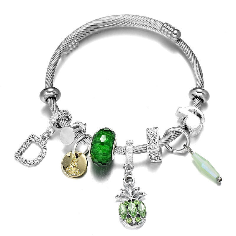 The Pineapple Spectrum: Colorful Zircon Titanium Bracelet